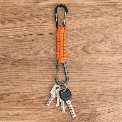 BRAVESHINE Paracord Keychain Carabiner Clip, D Ring Lanyard Hanger Stroller Hook for Water Bottle, Key, Backpacks, Men, Women