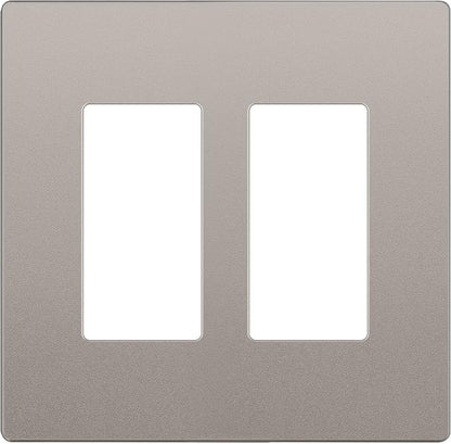 LIDER Matte Finish Decorator Switch Cover, Screwless Wall Plate, Mid-Size 2-Gang 4.88" x 4.92", Unbreakable Polycarbonate Thermoplastic, UL Listed, LSWP-32M-NK, Nickel