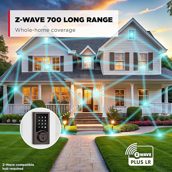 Kwikset HomeConnect 918 Contemporary Z-Wave Long Range Enabled Touchscreen Lock Works with Ring Alarm, Samsung SmartThings Hub Required, Sold Separately in Venetian Bronze