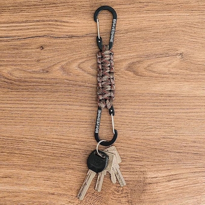 BRAVESHINE Paracord Keychain Carabiner Clip, D Ring Lanyard Hanger Stroller Hook for Water Bottle, Key, Backpacks, Men, Women