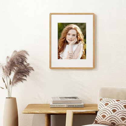 16x20 Picture Frame for Wall, Solid Oak Wood 16 by 20 Frames, 16 x 20 Poster Frame with Tempered Glass, 16x20 Frame Matted to 11x14, 16"x20" Wood Frame for Home Decor, Natural Oak Color, 3 Pack
