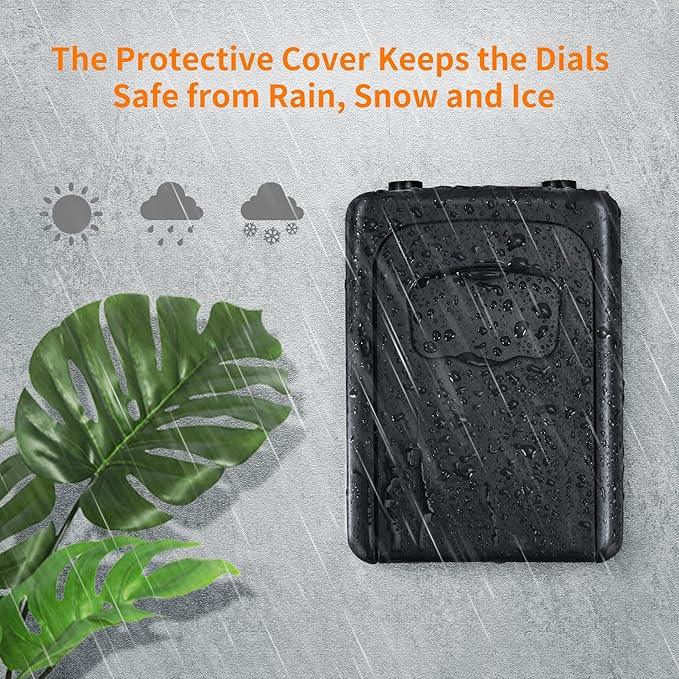 Portable Key Lock Box, Upgrade Clearly Visible Numbers, Lock Box Wall Mounted for House Key, 5 Key Capacity, Weatherproof Resettable Code (1 Pack, Black)