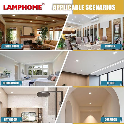 LAMPHOME 1-Pack of 6-Inch Slim LED Recessed Lights with Junction Box, Adjustable Color Temperatures (2700K-5000K), 12W Equivalent to 110W, Dimmable, 1050LM Brightness - ETL and Energy Star Certified