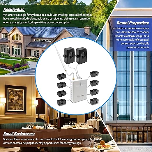 Smart Home Energy Monitor with 8 50A Circuit Level Sensors, Measure Power Usage in Real-Time, History with App (8 50A Circuit Level Sensors) - Compatible with Home Assistant