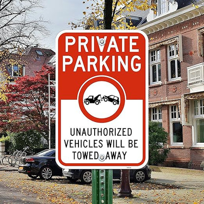Brimar 12"x18" Private Parking Sign - Rust Free Aluminum, Weatherproof, Clear Designation for Private Parking Areas, Essential for Property Owners.