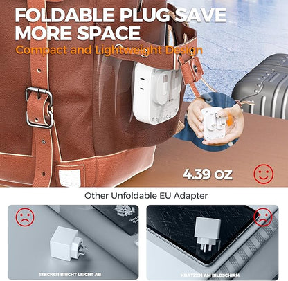 UK Adapters for Travel, TESSAN US to UK Ireland Plug Adapter 20W, Foldable Power Adaptor with 4 Outlets 3 USB(PD 20W 1 USB C) Charger, Type G for USA to Scotland London England Hongkong Dubai Irish