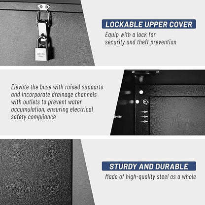 Heavy Duty Steel Battery Box for Group 27 Battery - Car/RV/Marine/Trolling Motor Relocation Kit with Lock & Sealing Gaskets