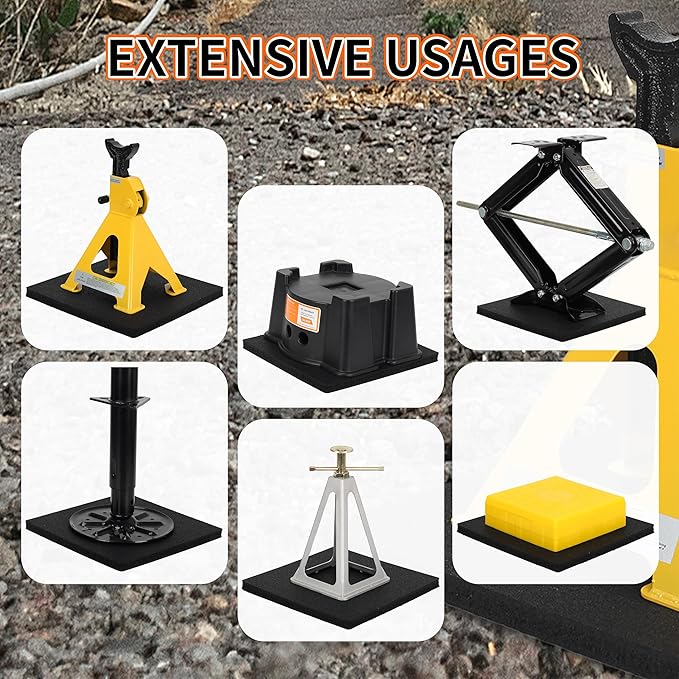 OULEME RV Leveling Block Flex Pads, 12” Rubber Jack Pads, Anti-Vibration & Anti-Slip Mats, for Camper Travel Trailer Jacks & Stands & Stabilizers on Uneven Surfaces, 2-Pack