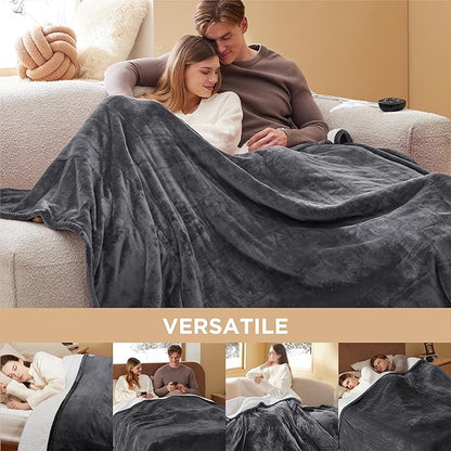 Bedsure Electric Blanket King Size - Dual Control Heated Blanket King Size, Fast Heating with 10 Time Settings & 10 Heat Settings, Warm Gift for Grandma (100x90 inches, Dark Grey)