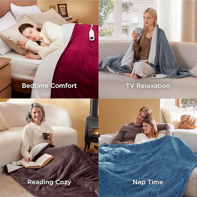 Bedsure Electric Blanket Twin - Soft Flannel Heated Blanket Twin Size, GentleSoft Fast Heating with 10 Time Settings & 6 Heat Settings, Warm Gifts for Women Grandma (62x84 inches, Teal)