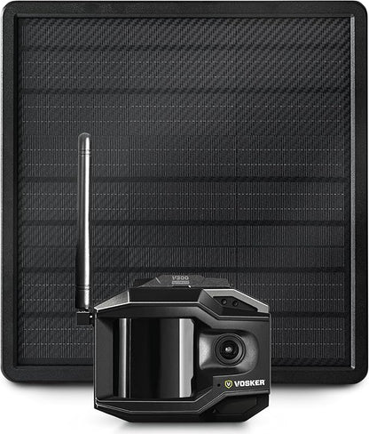 Vosker V300 Ultimate 4G-LTE Autonomous Outdoor Security Camera with External Solar Panel | High-Capacity 15,000 mAh External Solar Power Bank | SIM Cards Included | No WiFi Needed | Live Streaming