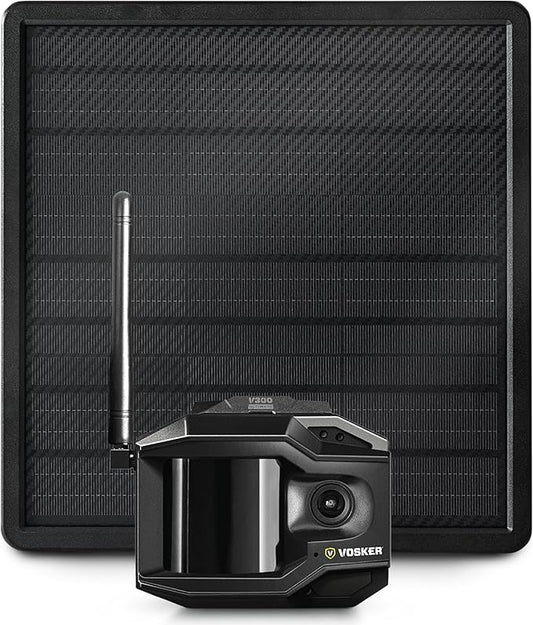 Vosker V300 Ultimate 4G-LTE Autonomous Outdoor Security Camera with External Solar Panel | High-Capacity 15,000 mAh External Solar Power Bank | SIM Cards Included | No WiFi Needed | Live Streaming