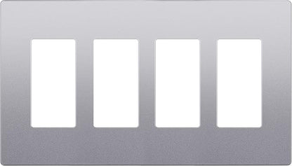 LIDER Matte Finish Decorator Switch Cover, Screwless Wall Plate, Mid-Size 4-Gang 4.88" x 8.58", Unbreakable Polycarbonate Thermoplastic, UL Listed, LSWP-34M-SV, Silver