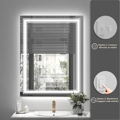 28x32 LED Bathroom Mirror, Lighted Mirror for Bathroom Wall, Backlit and Front lit, Dimmable, Anti-Fog, Shatterpoof, Memory (Horizontal/Vertical)