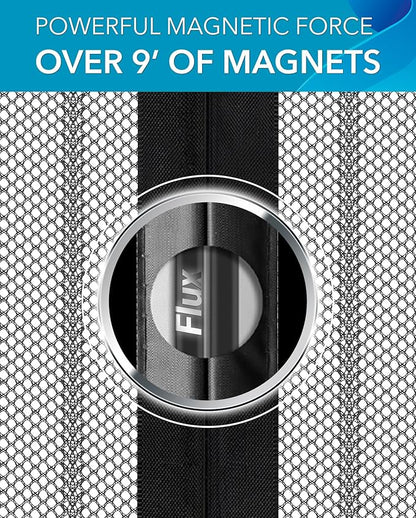 Flux Phenom Magnetic Screen Door (3 Pack) - Bugs Out, Breeze in - 9min Install Auto-Sealing Heavy Duty Double Stitched Mesh, Hands Free Sliding & Patio Doors Net, Pet & Kid Friendly, 38 x 82 Inch