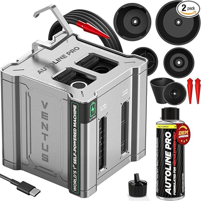 AutoLine Pro Automotive Ventus Smoke Machine Leak Tester EVAP Vacuum - World's #1 Self-Powered Li-Ion Battery Unit - OEM Odorless Fluid Lasts 500 Tests - Built-in Air Compressor - Cone Cap Plugs