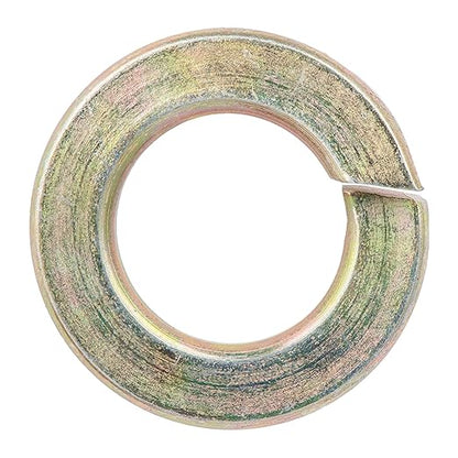5/8" (50 Pack) Grade 8 Lock Washer, Split, Thru-Hardened, Yellow Zinc by Makers Bolt