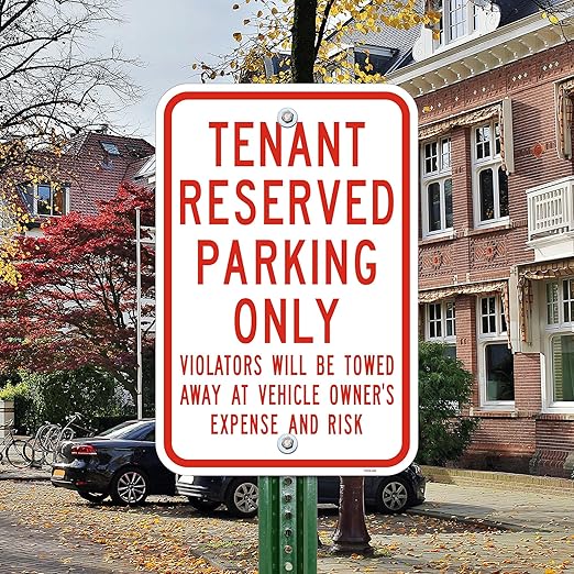 Brimar 12"x18" Tenant Reserved Parking Only Sign - Aluminum, Weatherproof, Highly Visible, Clear Designation for Reserved Parking Areas.