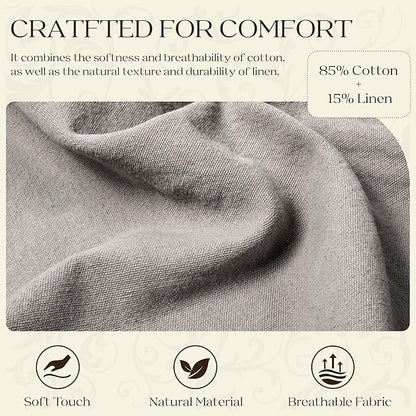 WOWMAX 85% Linen 15% Cotton Blend Headboard Pillow – Queen Size Reading Wedge Backrest for Bed, Handmade Firm Support Bolster Cushion with Removable Cover, Premium Bed Rest Pillow, Black