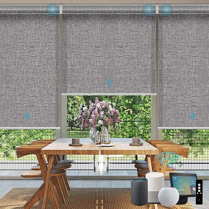 SmartWings Motorized Smart Blinds for Windows in Light Filtering, Electric Remote Roller Shades Compatible with Alexa/Google Home/Homekit, Custom Up to 110”W x 148”H, Safari Translucent Midnight
