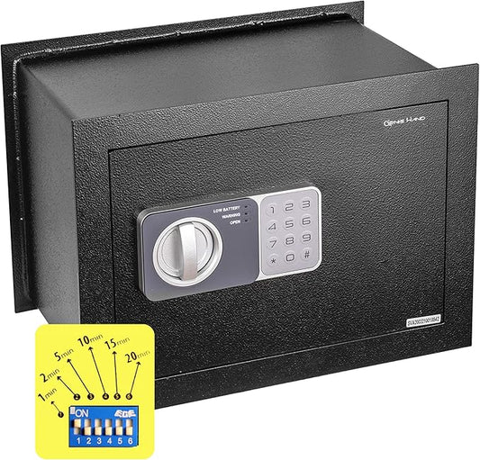 Genie Hand – Time Delay Safe, Anti Robbery Safe Box, Timed Controlled Opening – B-Class Lock – Anti Bounce Technology (Wall – Medium)