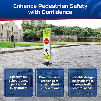 Impact Recovery - In-Street Pedestrian Crossing Signs - Street Sign - Road Sign - Pedestrian Safety Signs - School Stop with Surface Mount Base