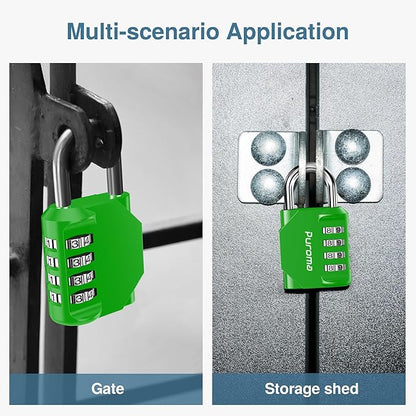 Puroma 2 Pack Combination Lock for Locker 4 Digit Outdoor Waterproof Padlock for School, Gym, Sports, Fence, Toolbox, Gate, Case, Outdoor, Hasp Storage, Cabinets (Green)