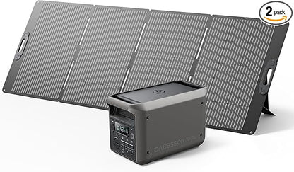 DABBSSON 3072Wh Solar Generator with 420W Solar Panel, Semi-Solid LiFePO4, 3000W AC Output×6,TT-30×1 for Charging RV,P-Boost 3600W,Lightweight,1.3X Runtime, 3000L Power Station for Camping Home Backup