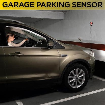 ZONETECH Garage Parking Sensor Ultrasonic Car Parking Stopper for Garage with Red/Yellow/Green LED Indicators –Adjustable Stop Distance 12" to 6.5 ft USB Powered Easy Install Wall-Mount 2-Pack