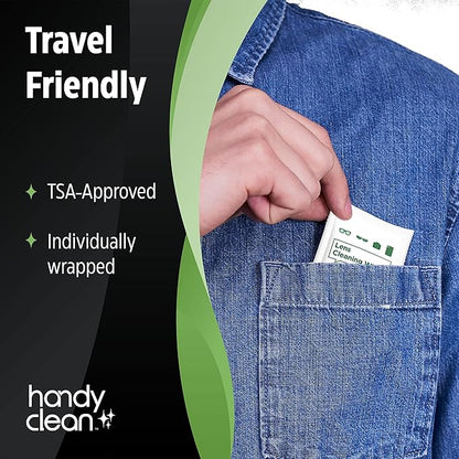 HandyClean Pre-Moistened Lens Cleaning Wipes, Eyeglass Wipes, Screen Wipes, 200 ct of 6 x 5 inches Individually Packed Lens Cleaner Wipes