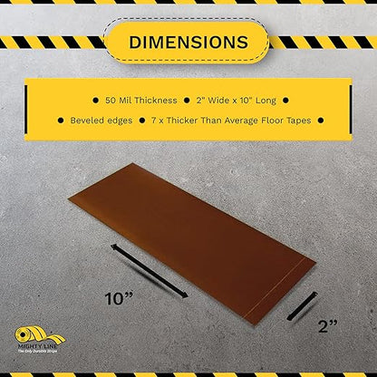 Mighty Line Floor Marking Tape Strips for Safety, Caution, Warning, Heavy-Duty, Peel and Stick, Adhesive, Industrial Quality, Brown, 2" by 10"