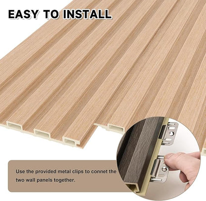 WPC Slat Wall Paneling,8-Pack 3D WPC Wood Wall Panels,Acoustic Wall Panels for Interior Wall Decor,Living Room,Bedroom,Oak,95 x 6 in