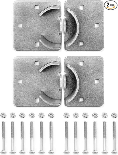 QWORK Heavy Duty Puck Lock and Hasp, 2 Pack High Security Steel Hidden Shackle Keyed Alike Padlocks with Keys for Trucks, Gates, Vans and Vending Machines