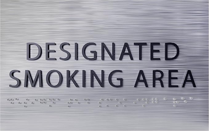 6" X4" Designated Smoking Area Sign - ADA Compliant Tactile Graphics Grade 2 Braille Text | Smoking Permitted Wall Signs for Offices, Private Businesses, Schools, and Restaurants