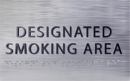 6" X4" Designated Smoking Area Sign - ADA Compliant Tactile Graphics Grade 2 Braille Text | Smoking Permitted Wall Signs for Offices, Private Businesses, Schools, and Restaurants