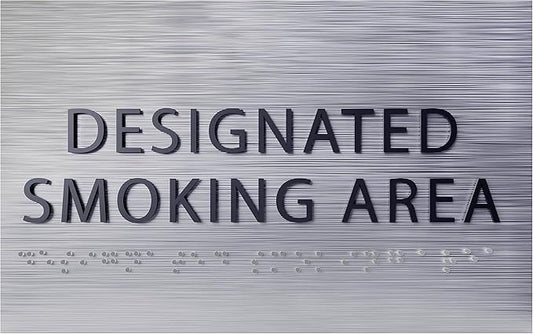 6" X4" Designated Smoking Area Sign - ADA Compliant Tactile Graphics Grade 2 Braille Text | Smoking Permitted Wall Signs for Offices, Private Businesses, Schools, and Restaurants
