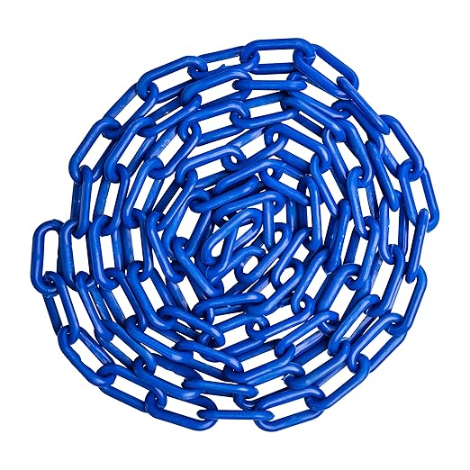 US Weight (Made in USA) 2" x 100' Blue Plastic Safety Chain ft. SunShield UV Resistant Technology