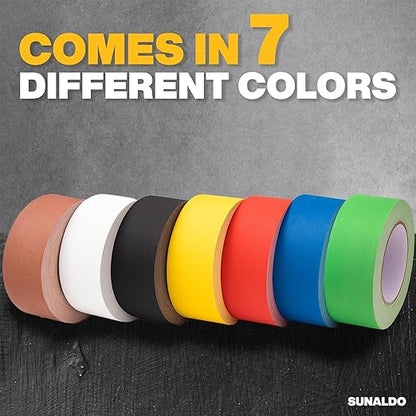 Gaffers Tape (6 Pack) Strong Hold, Easy to Rip, Residue-Free, Professional Grade Floor Tape for Electrical Cords, Matte Finish Non Reflective, Weather Resistant (Black, 2" x 30 Yards)