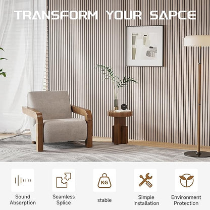Stylish Decorative Wall Panels, 4 Pack 8 x 1 ft, Modern Acoustic Wood Panels with Felt Backing, Natural
