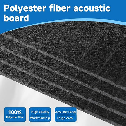 10 Pack Large Acoustic Wall Panels 47.2 x 23.6 x 0.4 Inch Sound Proof Sound Absorbing Polyester Fiber Panels Self-Adhesive Decorative Acoustic Panels for Home Studio, Office, Recording