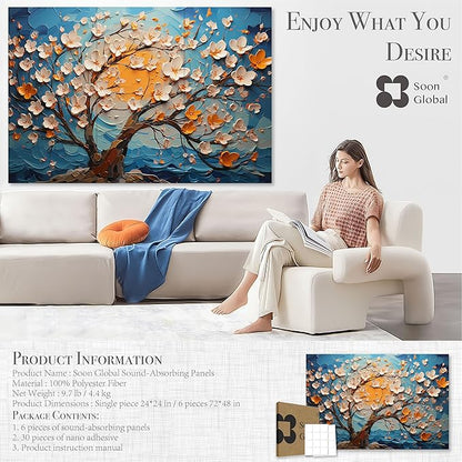Acoustical Wall Panels, 72 X 48 Inches Art Acoustic Panels, Decorative Acoustic Panels, Acoustic Wall Panels, Sound Absorbing Wall Art, Canvas