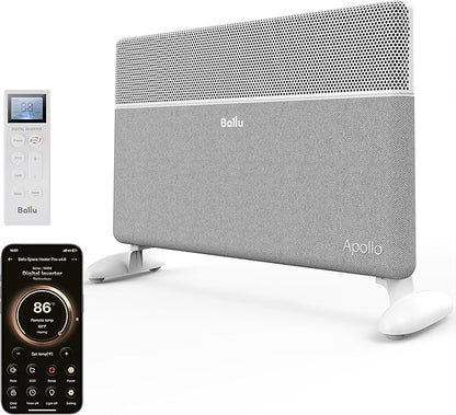 Ballu Convection Panel Space Heater for Large Room,Smart Quiet Heater with Programmable Thermostat,WiFi App Control,Inverter Energy Efficient for Indoor Use,Compatible with Alexa,White