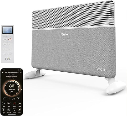 Ballu Convection Panel Space Heater for Large Room,Smart Quiet Heater with Programmable Thermostat,WiFi App Control,Inverter Energy Efficient for Indoor Use,Compatible with Alexa,White