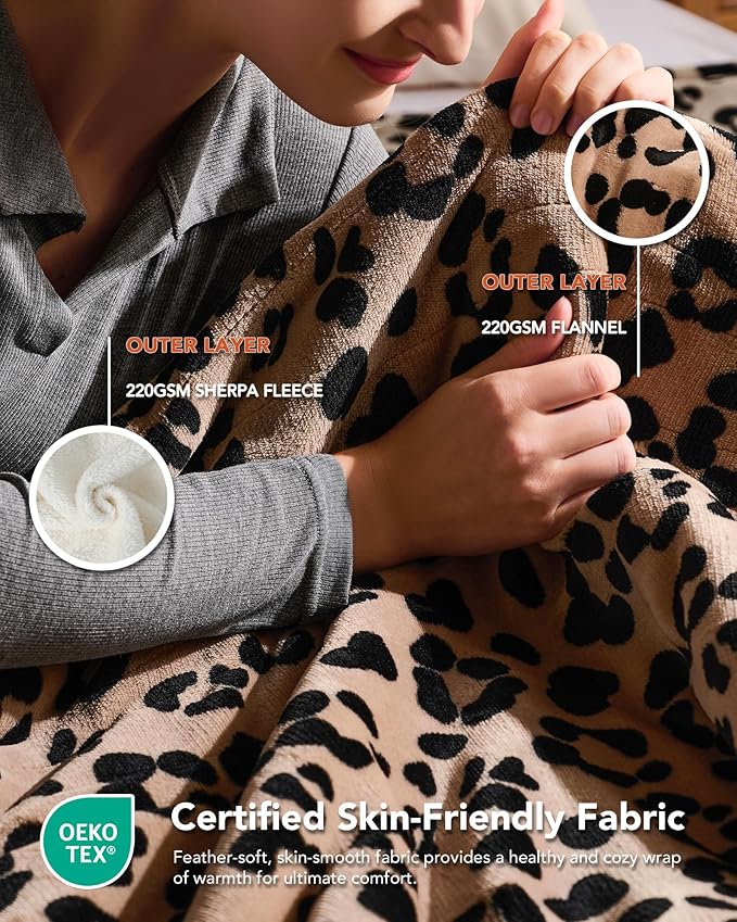 Homemate Electric Heated Blanket Queen Size - 84"x90" Heating Blanket Queen Size Dual Control 1/2/4/6/8 Hours Auto-Off 10 Heat Level Over-Heat Protection Flannel Sherpa ETL Certification