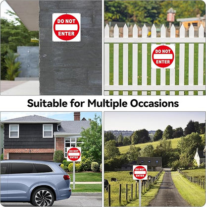 (2 Pack) Do Not Enter Sign, 12x12 Inches Keep Out No Entry Signs, Aluminum Reflective Do Not Enter Metal Signage, Weather Resistant and Easy to Install (White and Red)