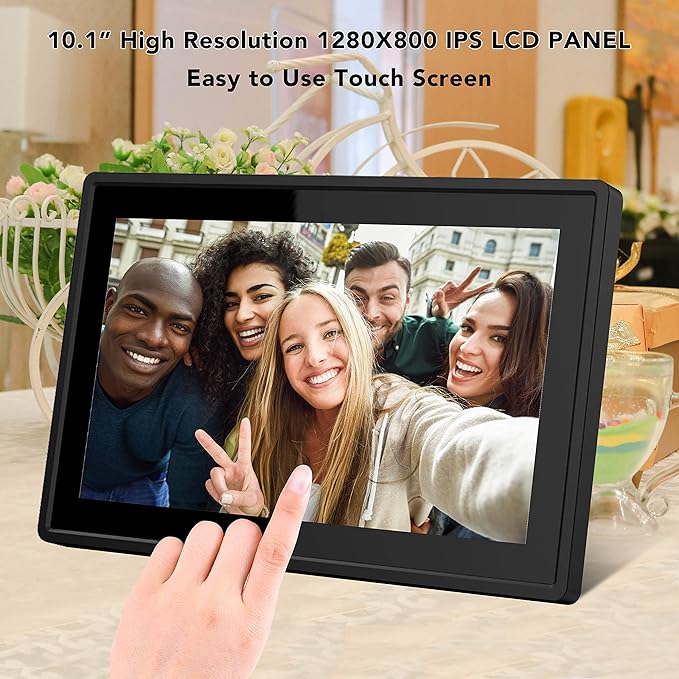 10.1 Inch 16GB Smart WiFi Digital Picture Frame, Send Photos or Small Videos from Anywhere, Touch Screen, 800x1280 IPS LCD Panel, Portrait and Landscape(Black)