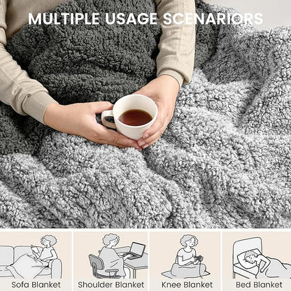 Heated Blanket Electric Blanket Full - Fast Heating Blanket Throw Double Sided Sherpa Ultra Soft Cozy with 10 Heating Levels & 2-10 Hours Auto Off, Mashine Washable, 72 x 84 Inches, Grey