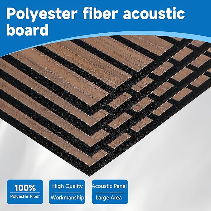 5 Pack Large Acoustic Wall Panels 47.2 x 23.6 x 0.4 Inch Sound Proof Sound Absorbing Polyester Fiber Panels Self-Adhesive Decorative Acoustic Panels for Home Studio, Office, Recording