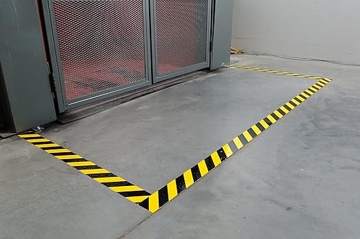 Brady 104377 ToughStripe Nonabrasive Diagonal Stripes Floor Marking Tape, 100' Length, 4" Width, Black and Yellow (Pack of 1 Roll)