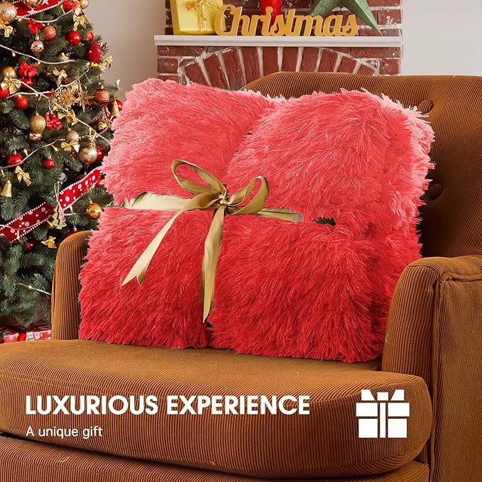 Heated Electric Blanket Queen,Warm Winter Birthday Gifts for Women Her Grandma–Faux Fur with Soft Sherpa,10 Heat Settings,5 Time Settings with Fast Heating, 84x90, Ruby Wine